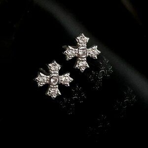 Sterling silver cz Maltese Cross stud  earrings NEW